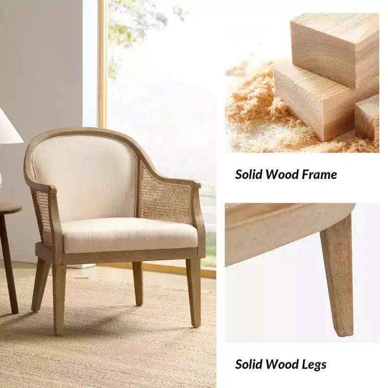 Sessel im Landhausstil aus Rattan und Massivholz