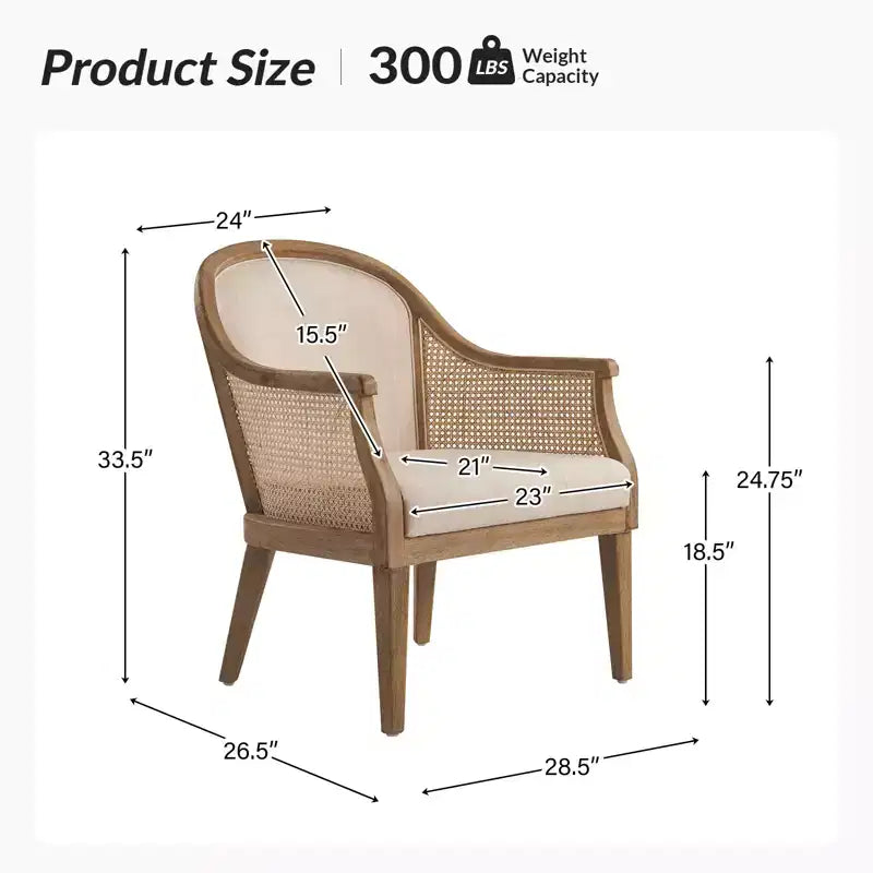 Sessel im Landhausstil aus Rattan und Massivholz