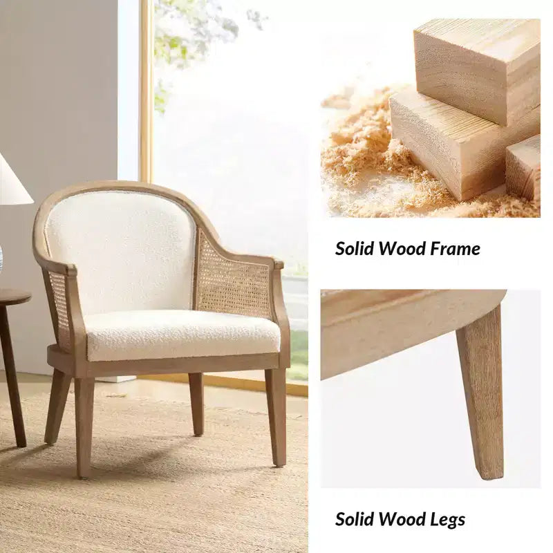 Sessel im Landhausstil aus Rattan und Massivholz