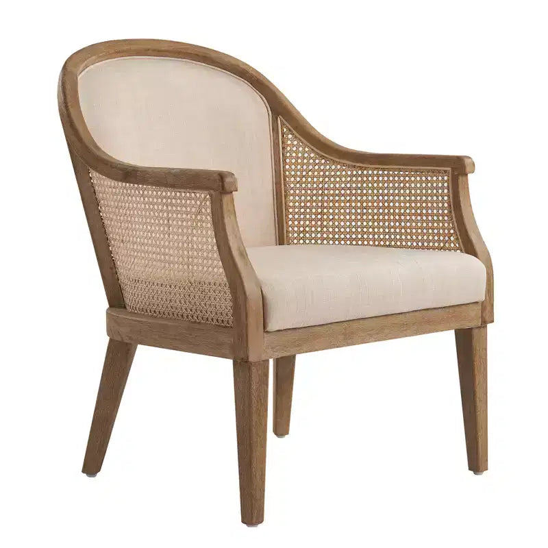 Sessel im Landhausstil aus Rattan und Massivholz