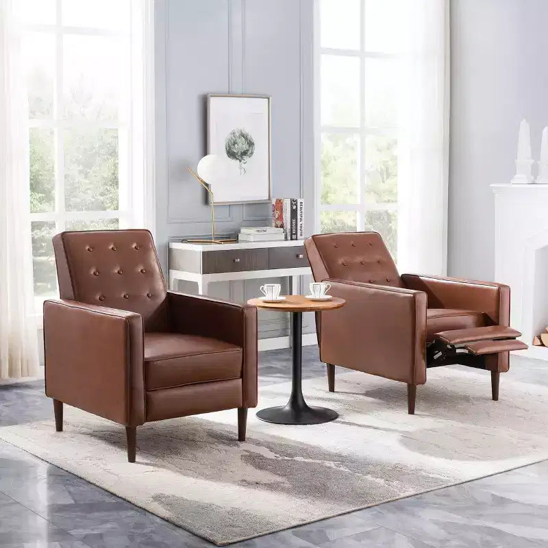 Sillones reclinables con respaldo abatible y capitoné de estilo moderno de mediados de siglo (juego de 2)