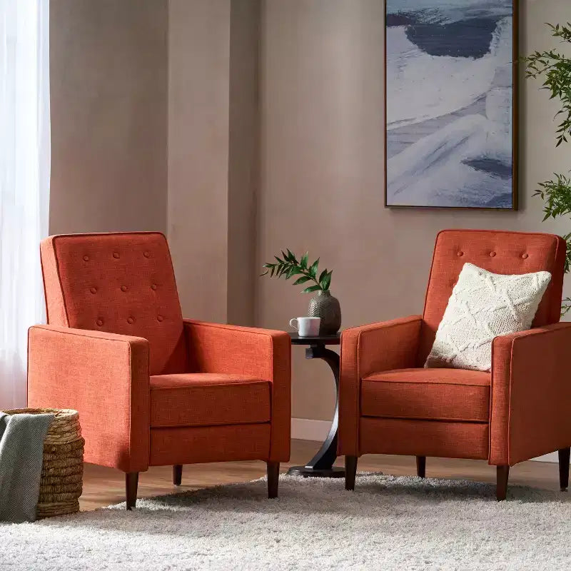 Mid Century Modern Tufted Pushback Recliners (Set of 2)