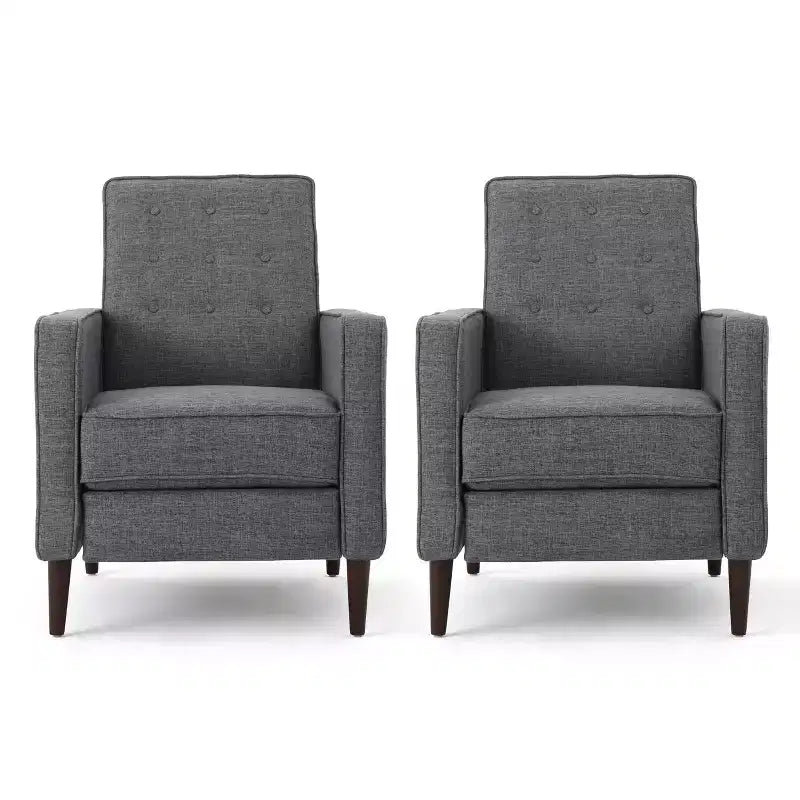 Sillones reclinables con respaldo abatible y capitoné de estilo moderno de mediados de siglo (juego de 2)
