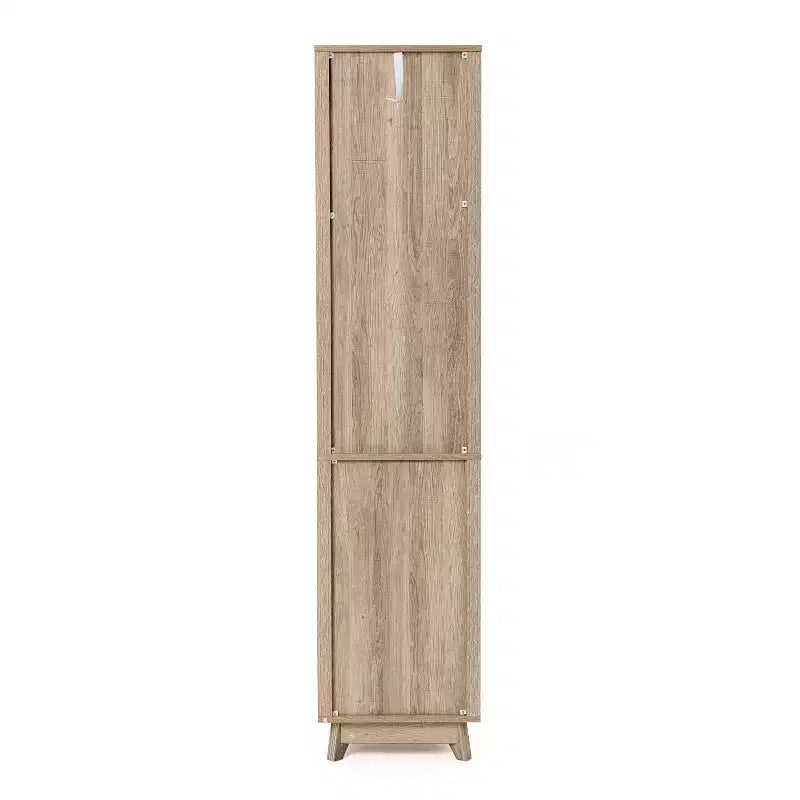 Badezimmerschrank mit 1 Schublade und 1 Tür aus Holzwerkstoff mit Wellenmuster und Naturfinish, braun