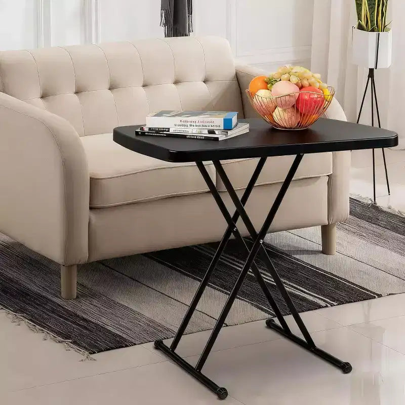 Petite table pliante portable, plateau pour ordinateur portable ou téléviseur de 30 à hauteur réglable, table de camping, plateau en plastique HDPE avec structure en acier, noir