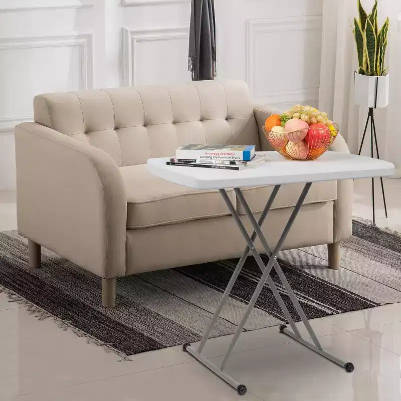 Petite table pliante portable, plateau pour ordinateur portable ou téléviseur de 30 à hauteur réglable, table de camping, plateau en plastique HDPE avec structure en acier, noir