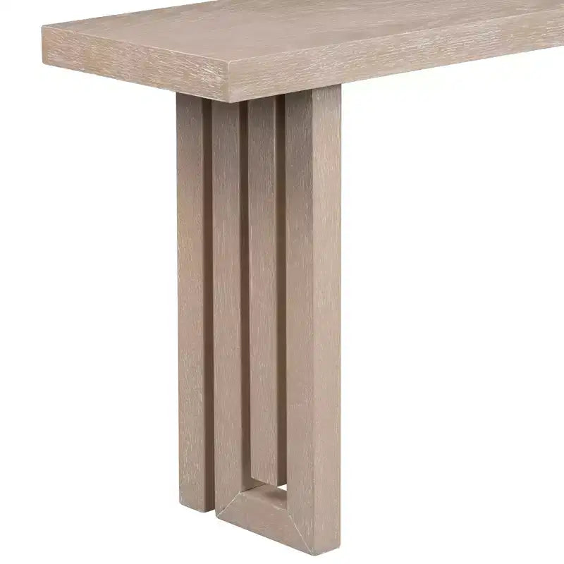 Table console moderne pour entrée, placage de chêne et côtés sculptés, avec vaste plateau pour le salon