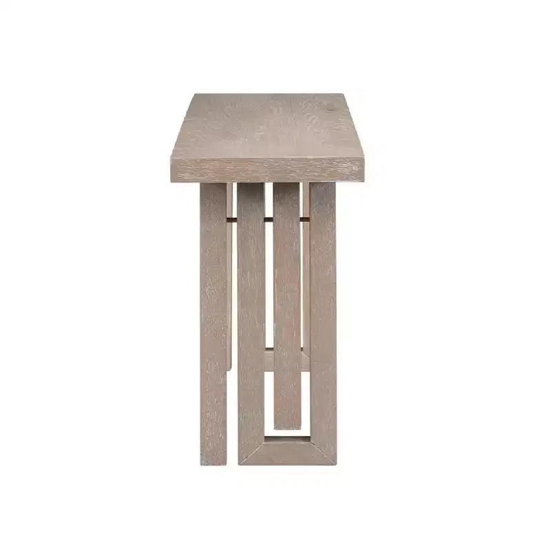 Table console moderne pour entrée, placage de chêne et côtés sculptés, avec vaste plateau pour le salon