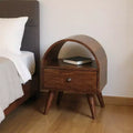 24 Chestnut Solid Wood Oval Top One Drawer Nightstand