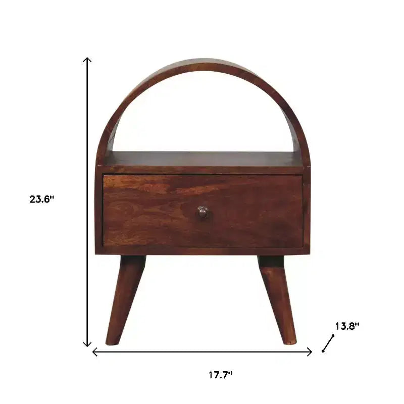 24 Chestnut Solid Wood Oval Top One Drawer Nightstand