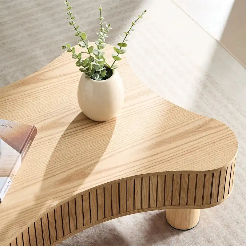 42.52 Zoll moderner handgefertigter Couchtisch in Trommelform aus Holz