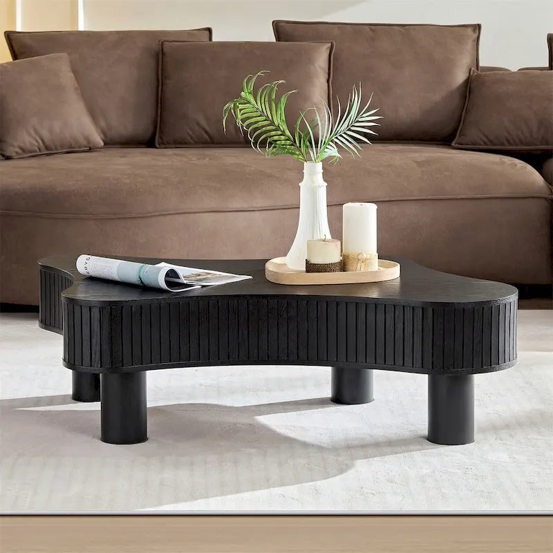 42.52 Zoll moderner handgefertigter Couchtisch in Trommelform aus Holz