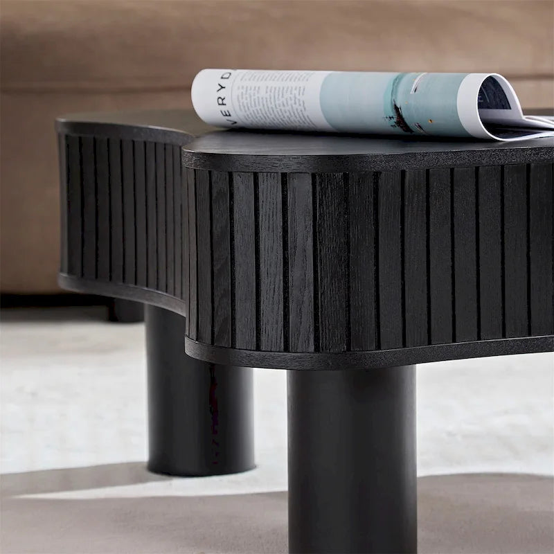 42.52 Zoll moderner handgefertigter Couchtisch in Trommelform aus Holz