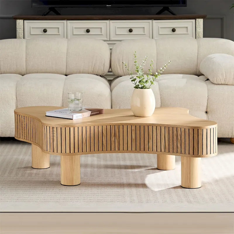 42.52 Zoll moderner handgefertigter Couchtisch in Trommelform aus Holz