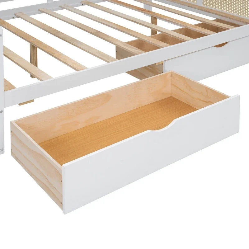 Modernes Tagesbett in voller Größe aus Holz mit Stauraum, Plattformbettgestell mit All-in-One-Schrank, 2 Schubladen und Ablagefach