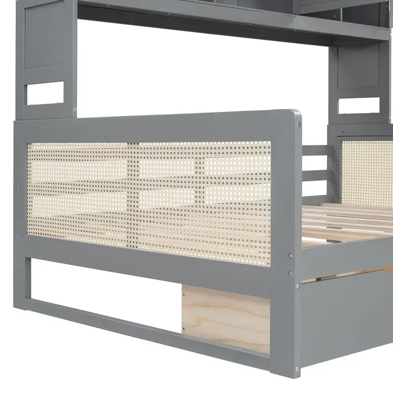 Modernes Tagesbett in voller Größe aus Holz mit Stauraum, Plattformbettgestell mit All-in-One-Schrank, 2 Schubladen und Ablagefach