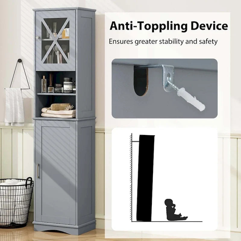 Armoire de salle de bain autoportante de 67 de haut avec 5 - Voir les détails