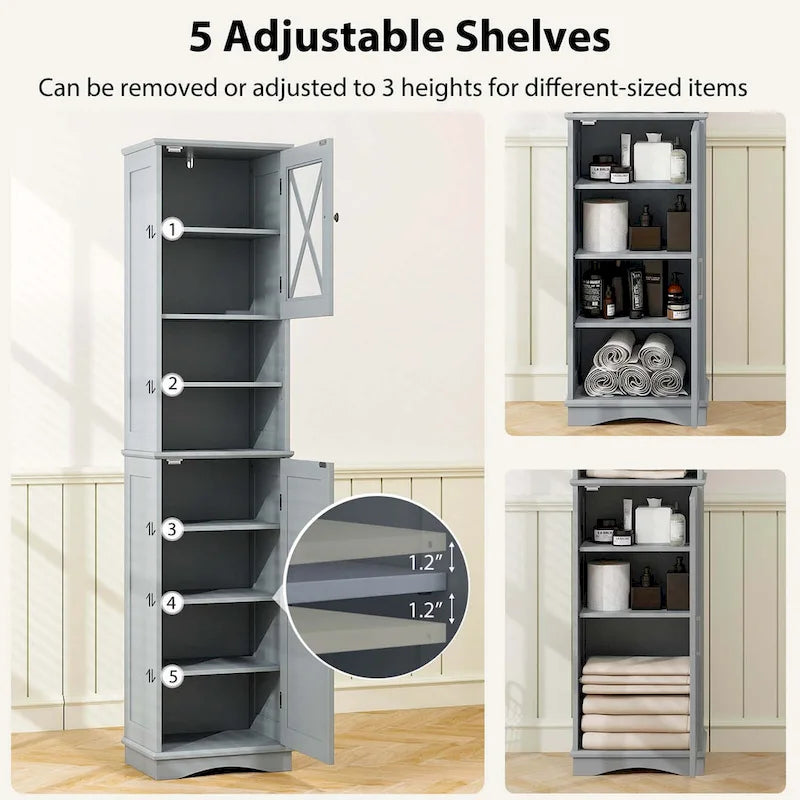 Armoire de salle de bain autoportante de 67 de haut avec 5 - Voir les détails