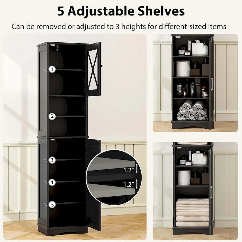 Armoire de salle de bain autoportante de 67 de haut avec 5 - Voir les détails