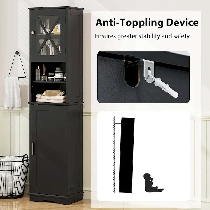 Armoire de salle de bain autoportante de 67 de haut avec 5 - Voir les détails