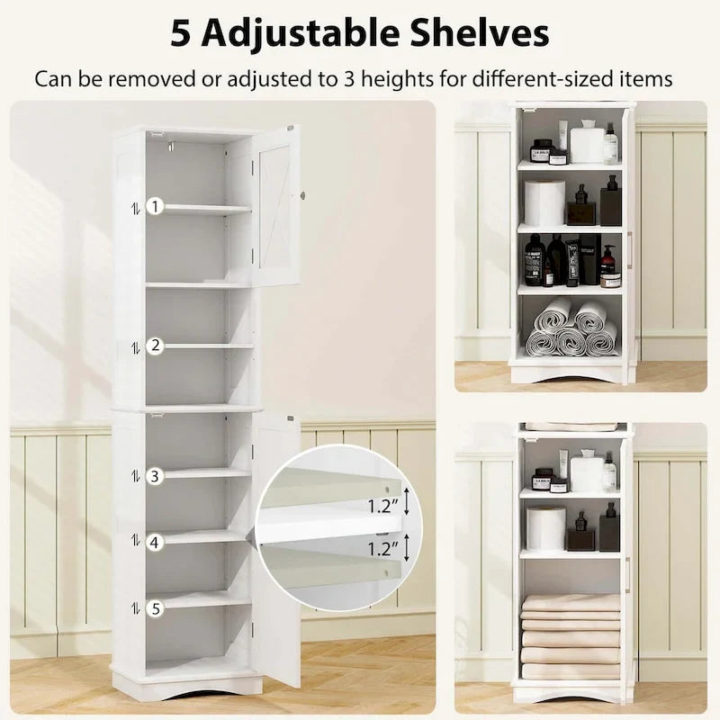 Armoire de salle de bain autoportante de 67 de haut avec 5 - Voir les détails