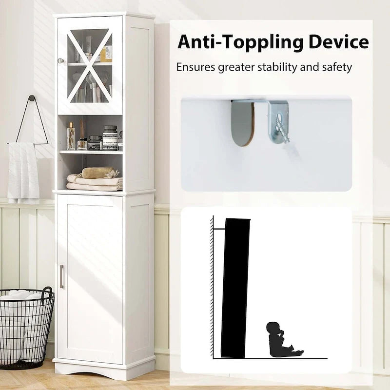 Armoire de salle de bain autoportante de 67 de haut avec 5 - Voir les détails