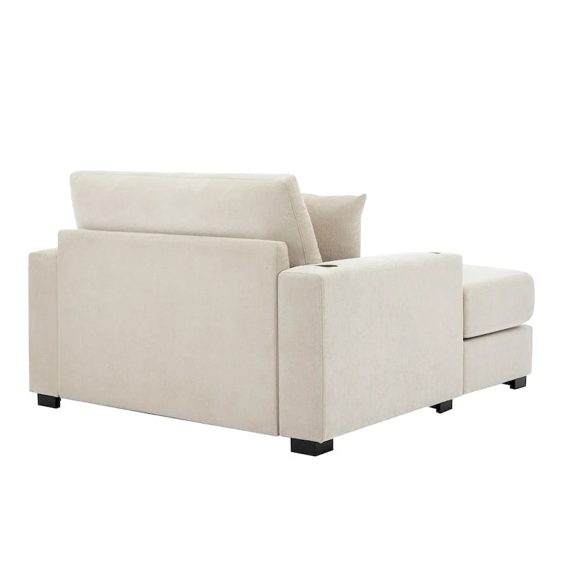 Übergroßes modernes Chaiselongue-Sofa mit Kissen, Ladestation und Getränkehaltern