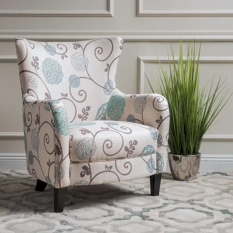 Sillón tapizado moderno retro con respaldo alto de 30.25 y patas de madera, para sala de estar