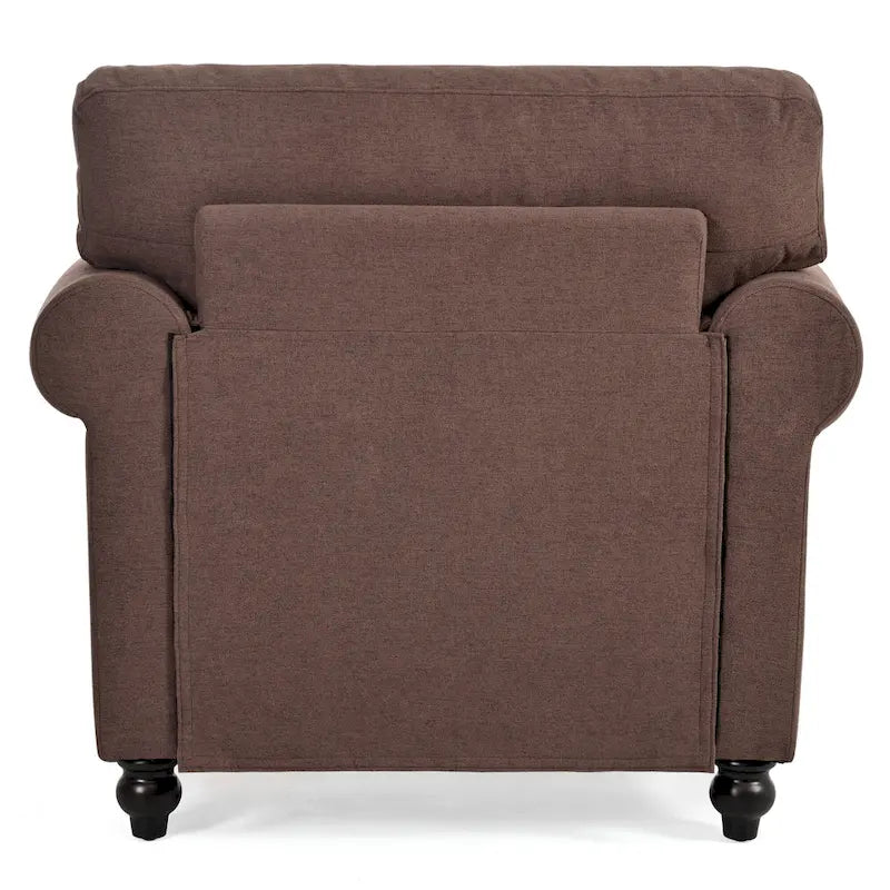 Brauner moderner Polster-Sessel mit einer Breite von 37.4, Massivholzgestell und Ziernägeln fürs Wohnzimmer