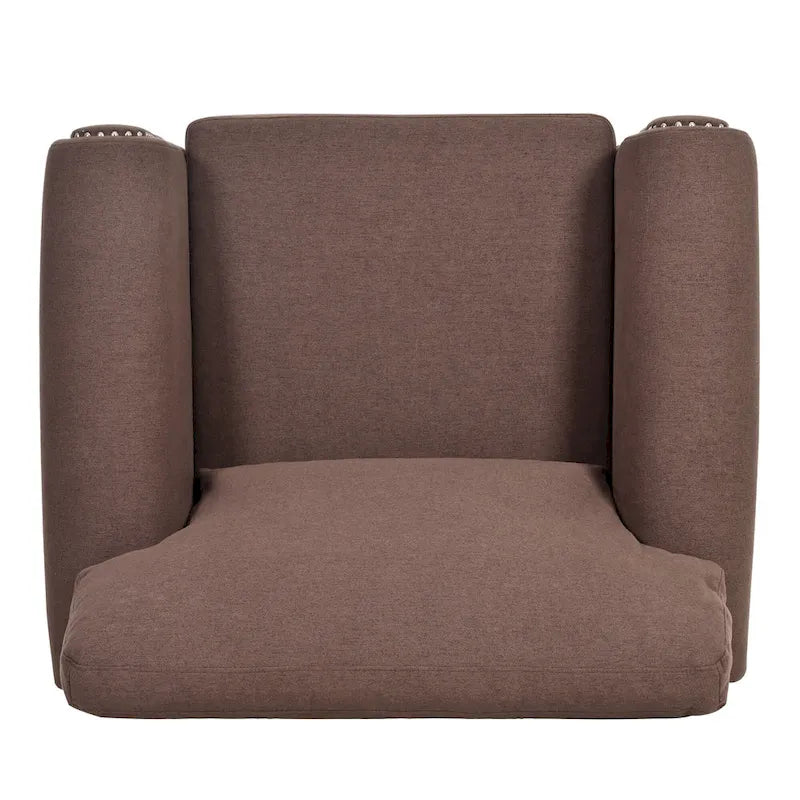 Brauner moderner Polster-Sessel mit einer Breite von 37.4, Massivholzgestell und Ziernägeln fürs Wohnzimmer