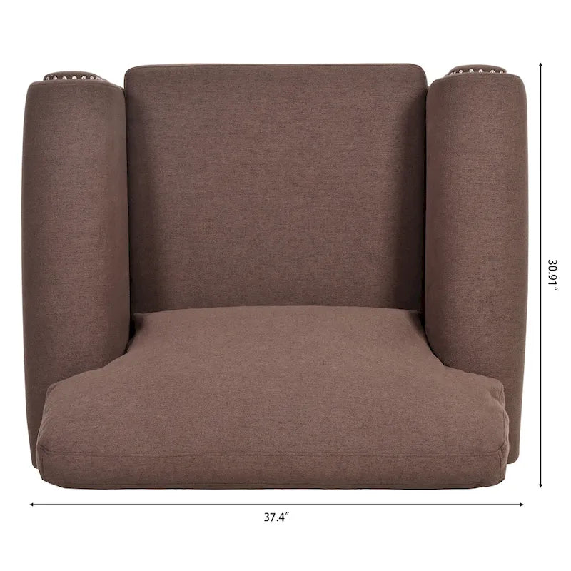 Brauner moderner Polster-Sessel mit einer Breite von 37.4, Massivholzgestell und Ziernägeln fürs Wohnzimmer