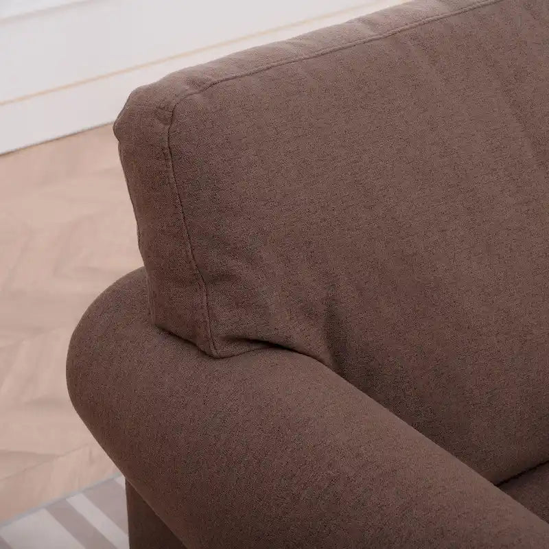 Brauner moderner Polster-Sessel mit einer Breite von 37.4, Massivholzgestell und Ziernägeln fürs Wohnzimmer