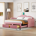 Twin-Daybed aus Cloud-Samt mit Ausziehbett, Schubladen und USB-Anschluss