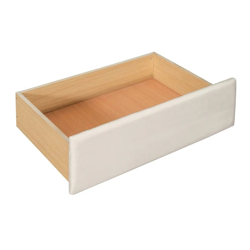 Twin-Daybed aus Cloud-Samt mit Ausziehbett, Schubladen und USB-Anschluss