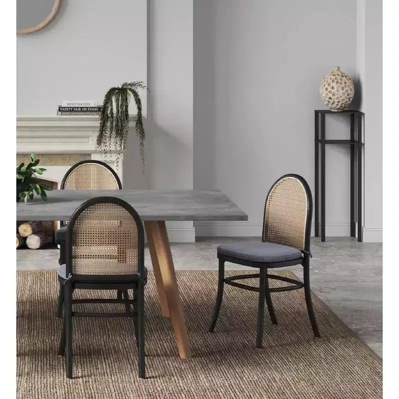 Set aus 2 Esszimmerstühlen mit grauen Sitzkissen