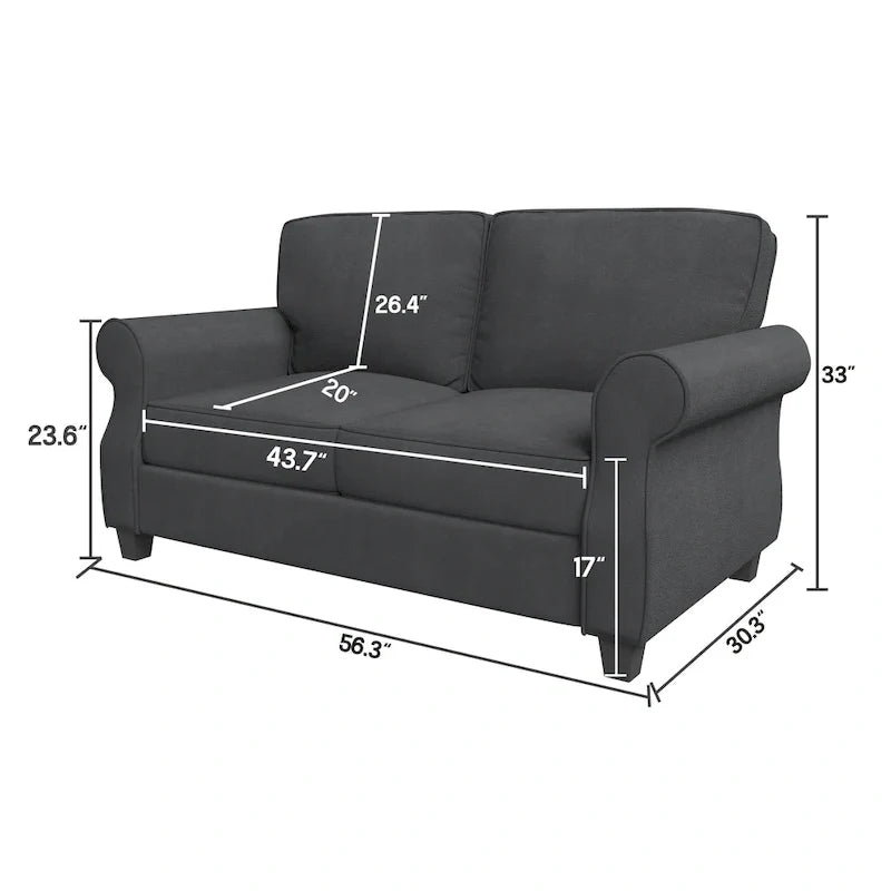 Sofá tapizado con estructura de madera maciza - 30.30 x 56.30 x 33.10