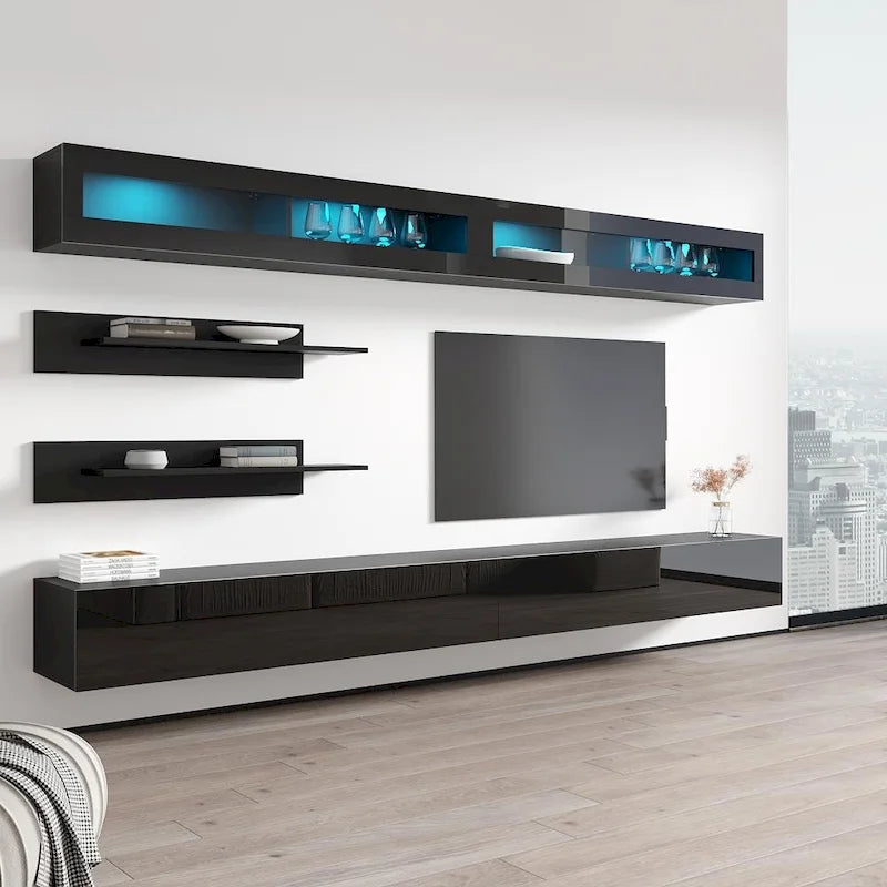Schwebendes, modernes TV-Möbel zur Wandmontage