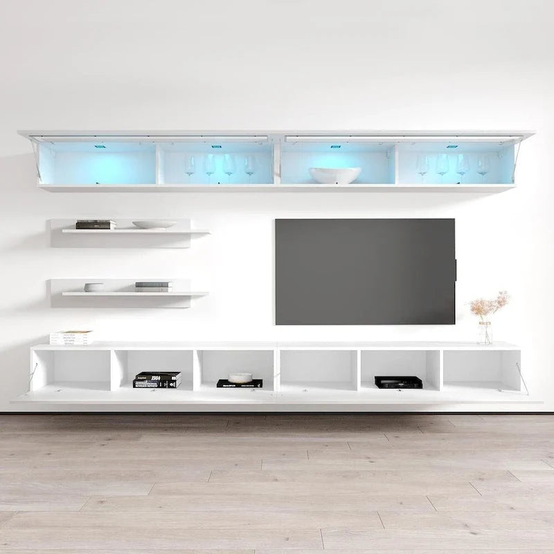Schwebendes, modernes TV-Möbel zur Wandmontage