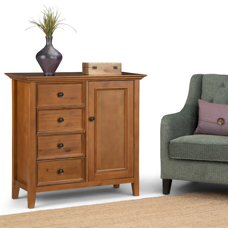 SOLID WOOD 37 inch Wide Transitional Medium Storage Cabinet - 37w x 17d x 36 h