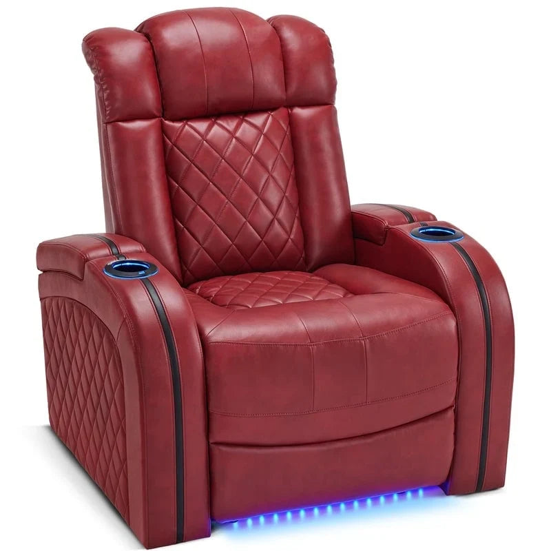 Elektrischer Relaxsessel mit verstellbarer Kopfstütze, Heimkino-Sitz mit zwei Motoren und USB-Anschluss, atmungsaktives Leder