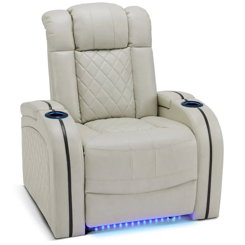 Elektrischer Relaxsessel mit verstellbarer Kopfstütze, Heimkino-Sitz mit zwei Motoren und USB-Anschluss, atmungsaktives Leder