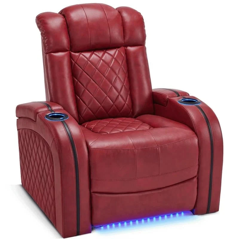 Elektrischer Relaxsessel mit verstellbarer Kopfstütze, Heimkino-Sitz mit zwei Motoren und USB-Anschluss, atmungsaktives Leder