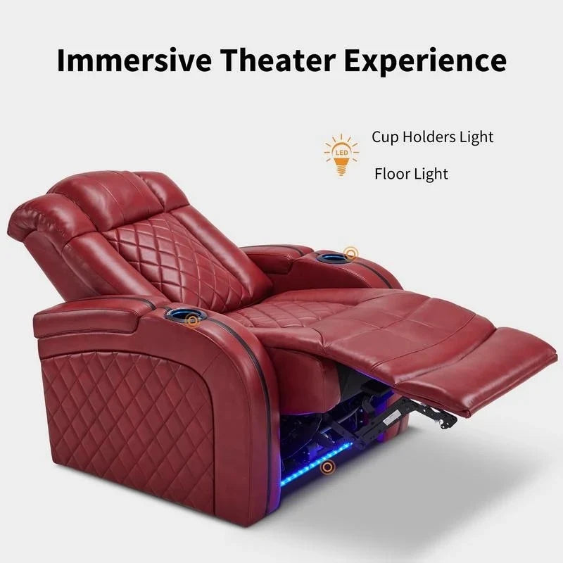 Elektrischer Relaxsessel mit verstellbarer Kopfstütze, Heimkino-Sitz mit zwei Motoren und USB-Anschluss, atmungsaktives Leder