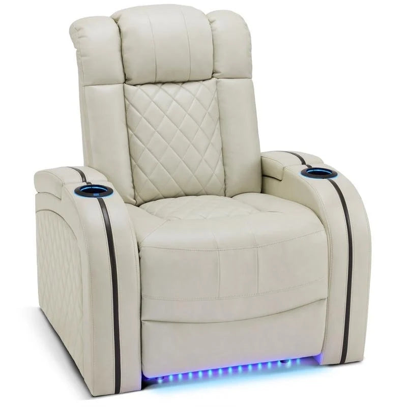 Elektrischer Relaxsessel mit verstellbarer Kopfstütze, Heimkino-Sitz mit zwei Motoren und USB-Anschluss, atmungsaktives Leder