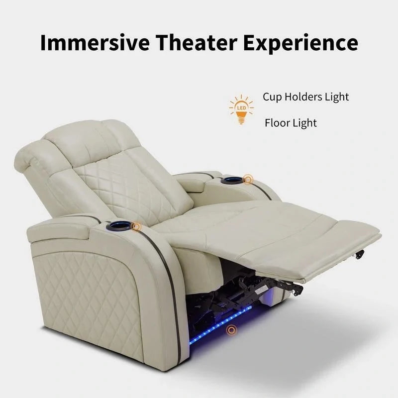 Elektrischer Relaxsessel mit verstellbarer Kopfstütze, Heimkino-Sitz mit zwei Motoren und USB-Anschluss, atmungsaktives Leder