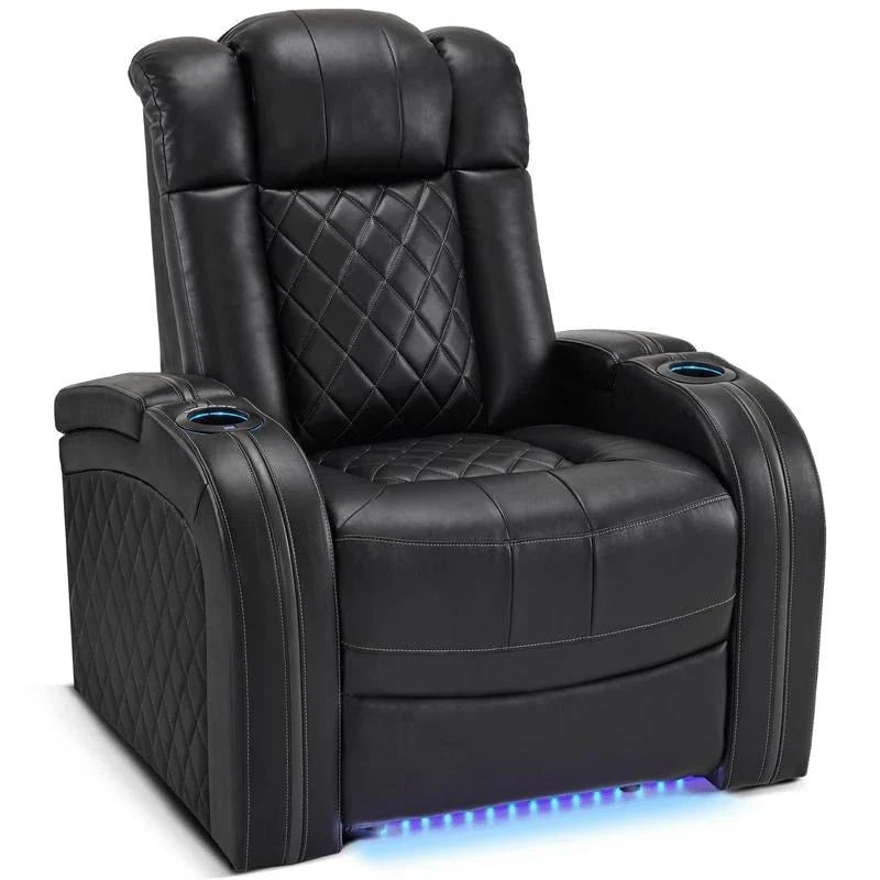 Elektrischer Relaxsessel mit verstellbarer Kopfstütze, Heimkino-Sitz mit zwei Motoren und USB-Anschluss, atmungsaktives Leder