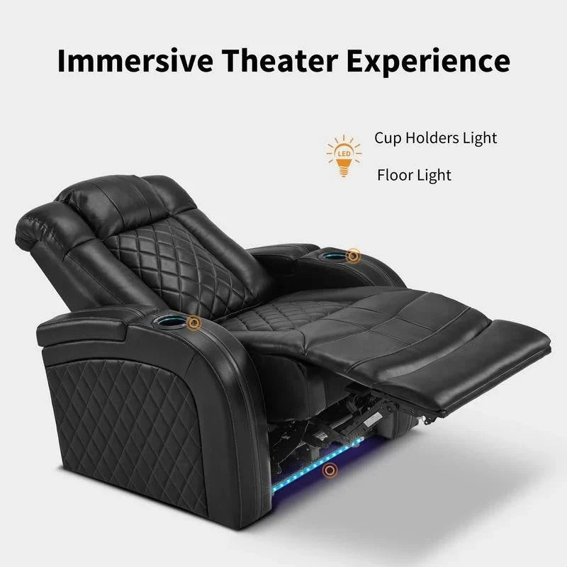 Elektrischer Relaxsessel mit verstellbarer Kopfstütze, Heimkino-Sitz mit zwei Motoren und USB-Anschluss, atmungsaktives Leder
