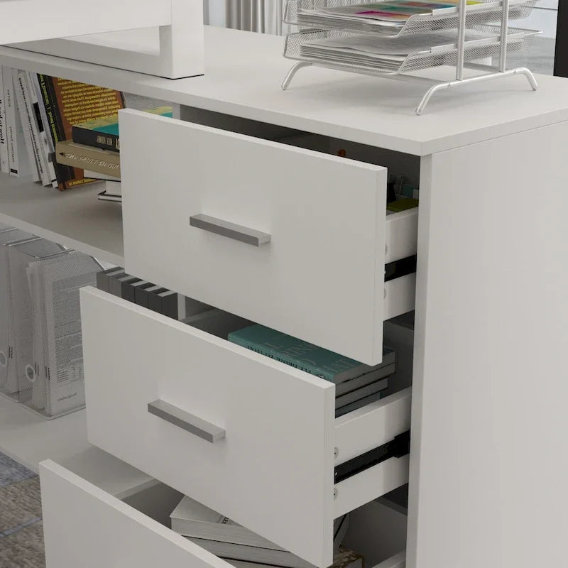 55-inch L Shaped Office Computer Desk w/ Drawers