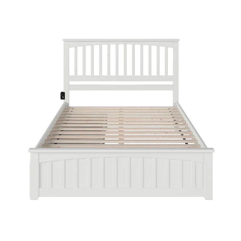 Platform Bed with Matching Foot Board with 2 Bed Drawers in White