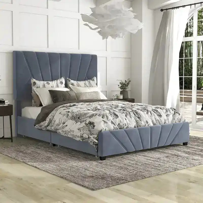 Art Deco Upholstered 4-drawer Storage Bed